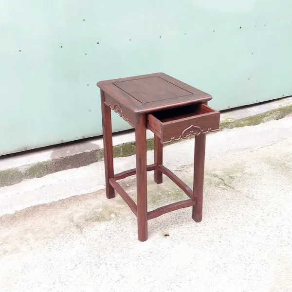 Đôn chữ nhật - Bàn bên - Bàn trang trí - Bàn trà phong cách Á Đông gỗ chiu liu (muồng đen, chiêu liêu) mẫu Trái Tim có hộc kéo