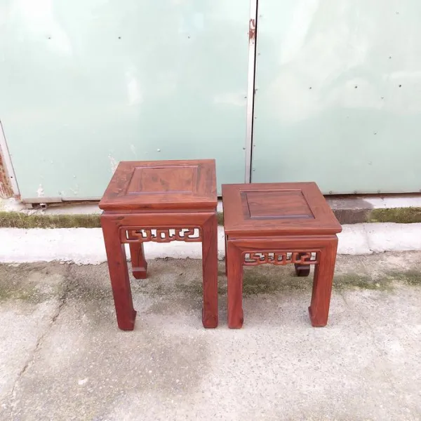 Đôn vuông - Bàn bên - Bàn trang trí - Bàn trà phong cách Á Đông gỗ cẩm lai mẫu Thượng Hải