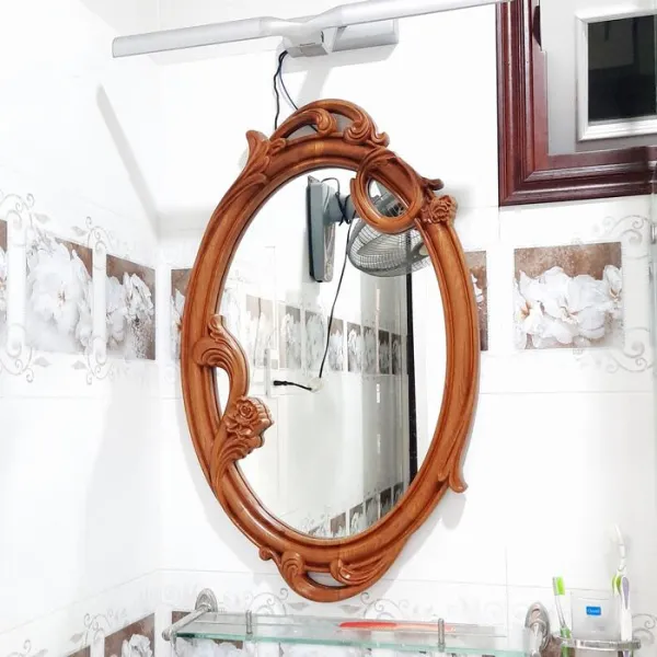 Khung gương ovan cổ điển gỗ sồi mẫu Rosa
