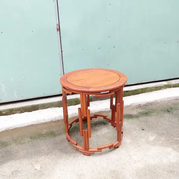 Đôn tròn - Bàn bên - Bàn trang trí - Bàn trà gỗ hương mẫu Bonsai lớn sơn nhạt