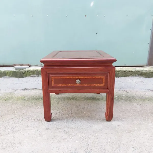 Đôn vuông - Bàn bên - Bàn trang trí - Bàn trà có hộc kéo mẫu An Nhiên gỗ hương