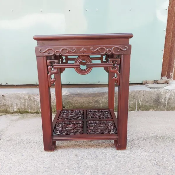 Đôn - Bàn bên - Bàn trang trí gỗ hương mẫu Đồng Tiền nhỏ sơn đậm