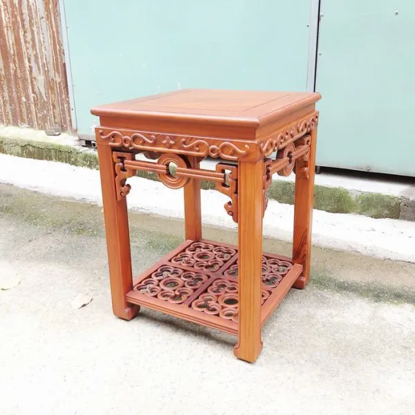 Đôn - Bàn bên - Bàn trang trí gỗ hương mẫu Đồng Tiền nhỏ sơn nhạt