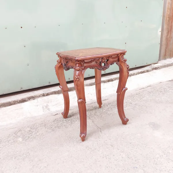 Đôn vuông - Bàn bên - Bàn trang trí - Bàn trà cổ điển mặt nu mẫu Alexander 
